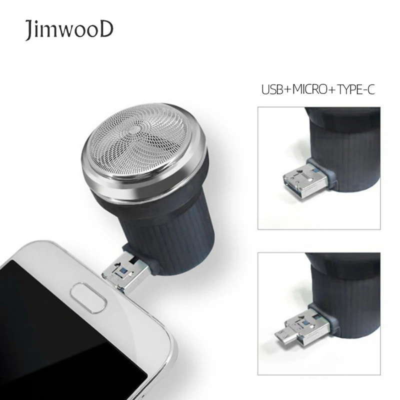 Jimwood-Mini Afeitadora eléctrica portátil, maquinilla de afeitar para viajes, camping, USB tipo C, iphone, teléfono móvil, recargable, recortador