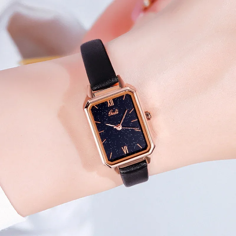 New Retro Square Watch Women Leather Strap Watch Suitable as Gift for Women Elegant Casual Digital Women Watch relogio feminino