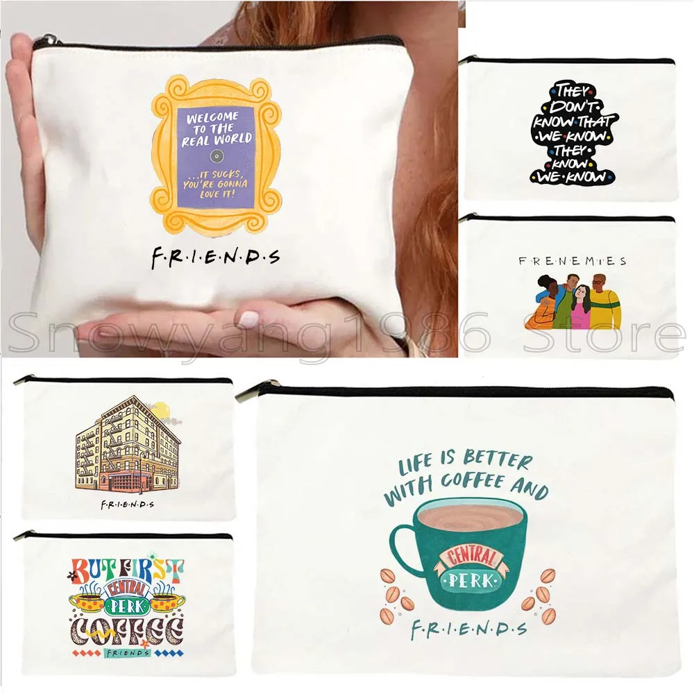 

How You Doing Central Perk Coffee Friends TV Show Monica Fan Gift Cosmetic Bag Makeup Lipstick Travel Storage Pouch Pencil Case