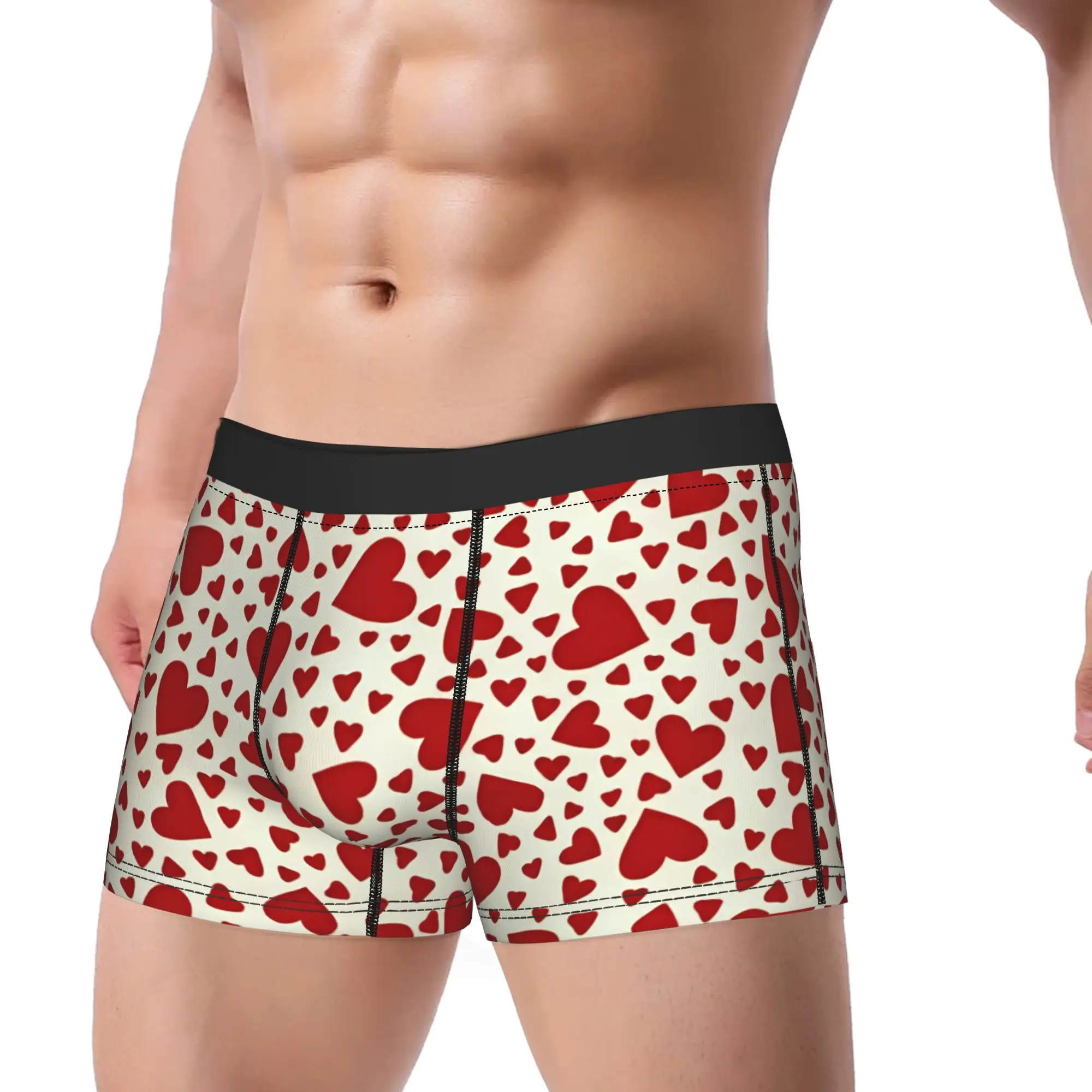 Love Heart Boxer Shorts  3D Pouch Underwear Hot Sale Design Boxer Brief Classic Men Panties Plus Size 2XL