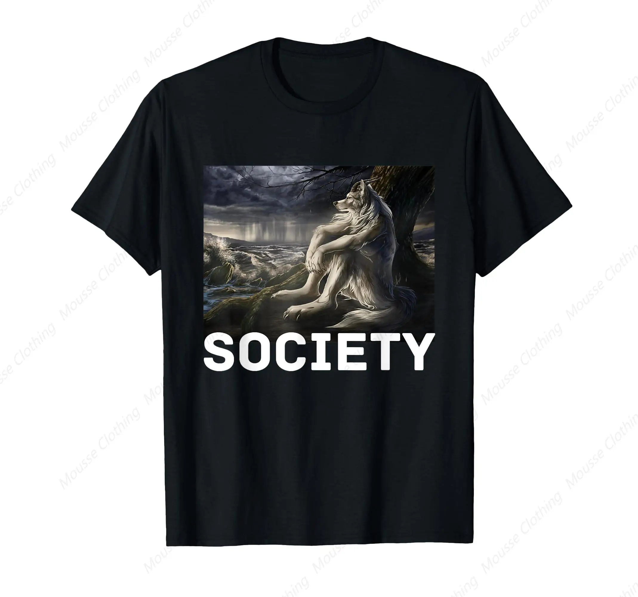 Society Funny Cringe Alpha Werewolf Wolf Meme T-Shirt