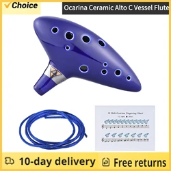 12 Hole Ocarina Ceramic Alto C Vessel Flute Wind Musical Instrument