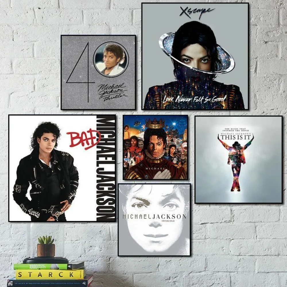 ملصق ديكور لغطاء ألبوم مايكل جاكسون - لوحة فنية جدارية لمغني الموسيقى لبار DJ وغرفة المعجبين وديكور المنزل