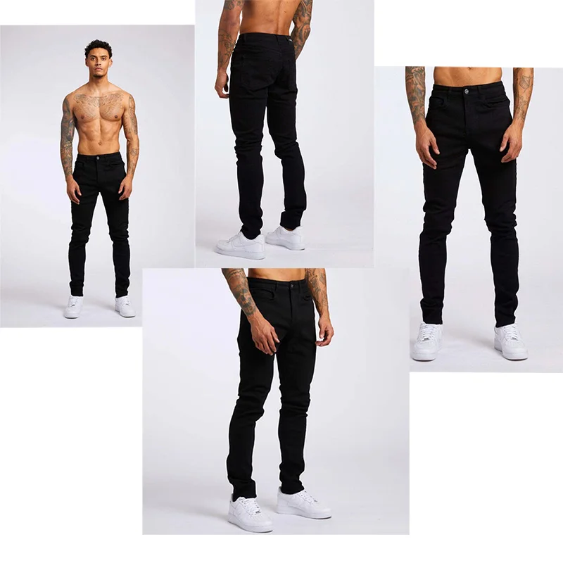 سراويل جينز ضيقة للرجال أزياء nstagram مع خصر مرن قليلاً متوفرة الألوان أزرق فاتح أزرق أسود رمادي #4