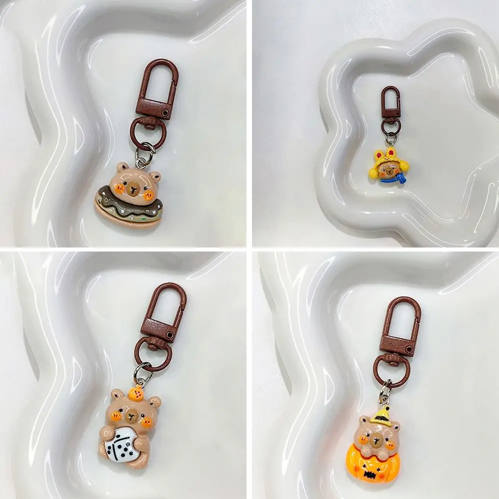 Girls Pendant Student Backpack Decorative Accessories Capybara Cartoon Keychain Pendant Set Couple Girlfriends Small Gift