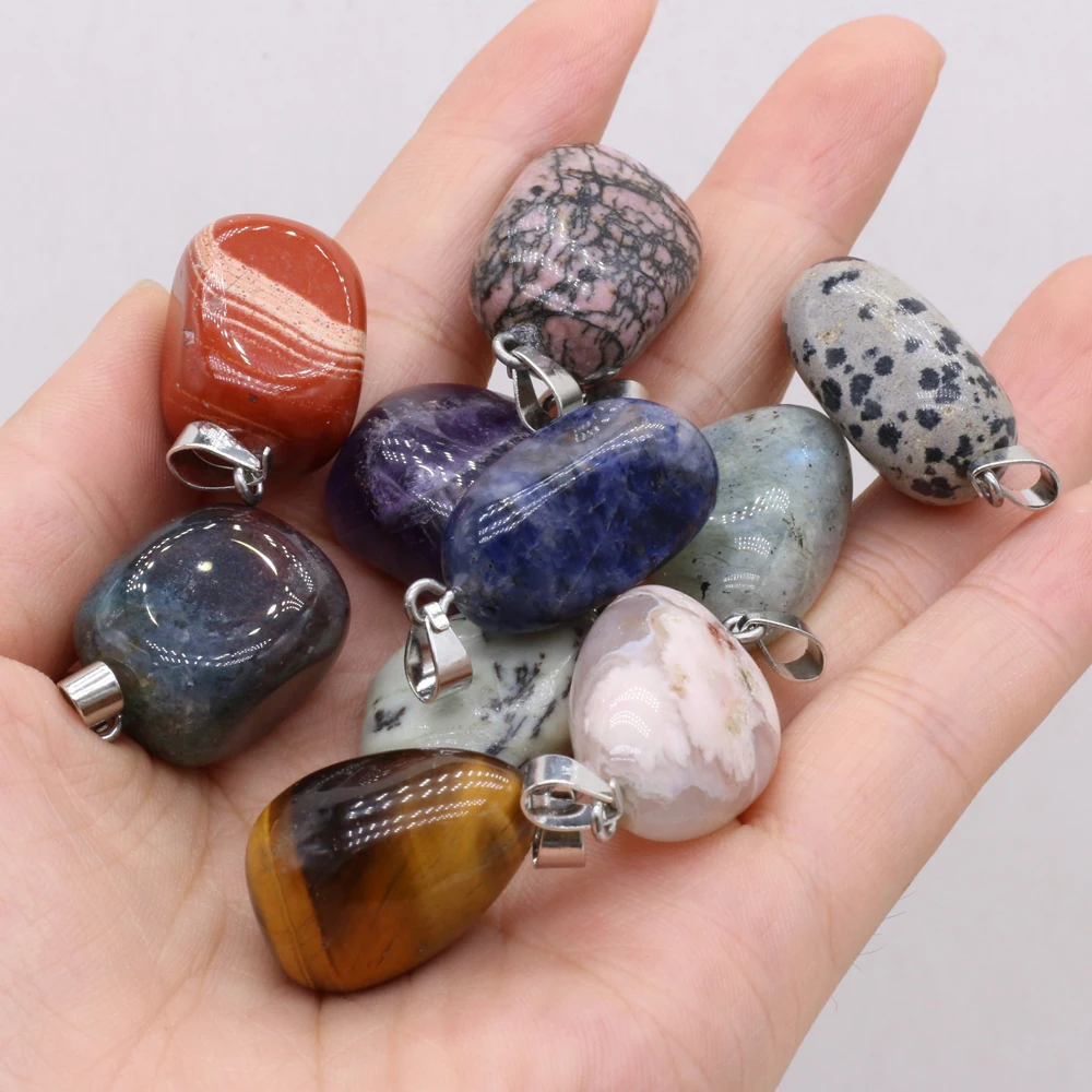 Natural Semi-precious Stone Pendant Irregular Cherry Blossom Agate for DIY Jewelry Making Necklace Size15x20-18x25
