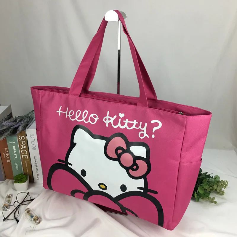 Sanrio Handbag Hello Kitty Anime Cute Student Outdoor Cartoon Large Capacity Kawaii Storage Bag Canvas Bag Toy Girls Gifts