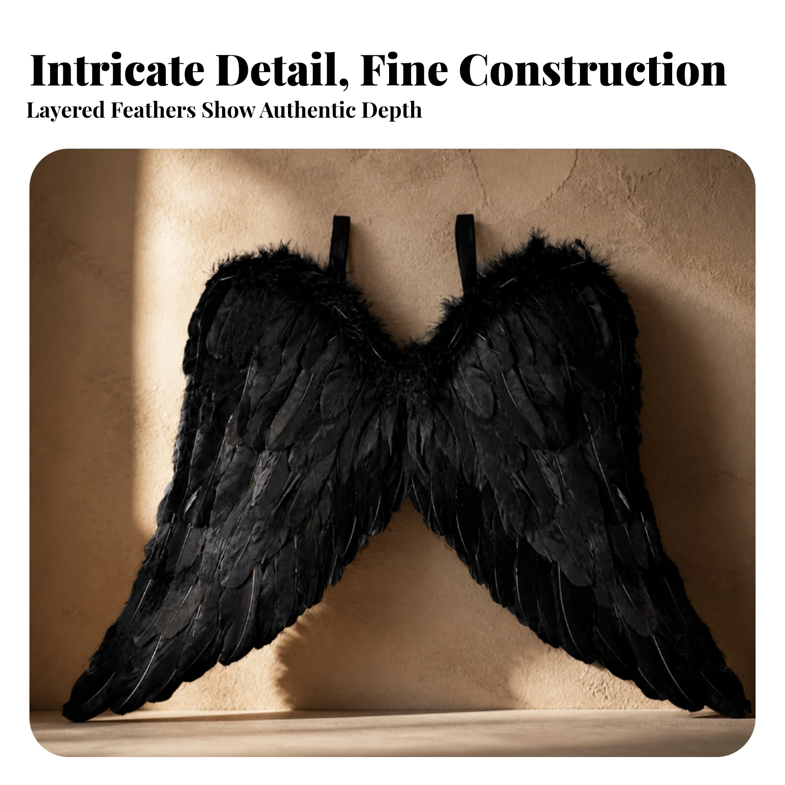 Angel Wings Realistic Feathered Wings Costume Accessory Lightweight Layered for Dress-up, Stage Performance