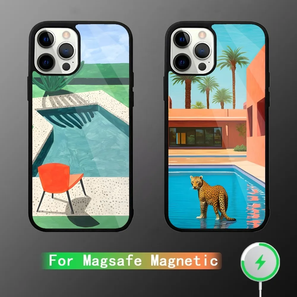 

Art David Hockney Phone Case For iPhone 15,14,13,12,11,Plus,Pro,Max Mini Magsafe Magnetic Wireless Charging