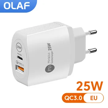 Olaf 25W USB C şarj hızlı şarj adaptörü QC3.0 cep cep telefonu PD tipi C şarj Xiaomi Huawei Samsung iPhone şarj için