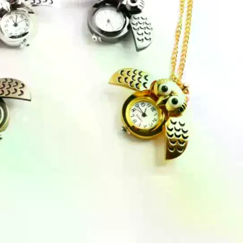 Fashion Vintage Men Women Alloy Retro Owl Shape Clock Pendant Long Necklace Chain Watches Birthday Gifts