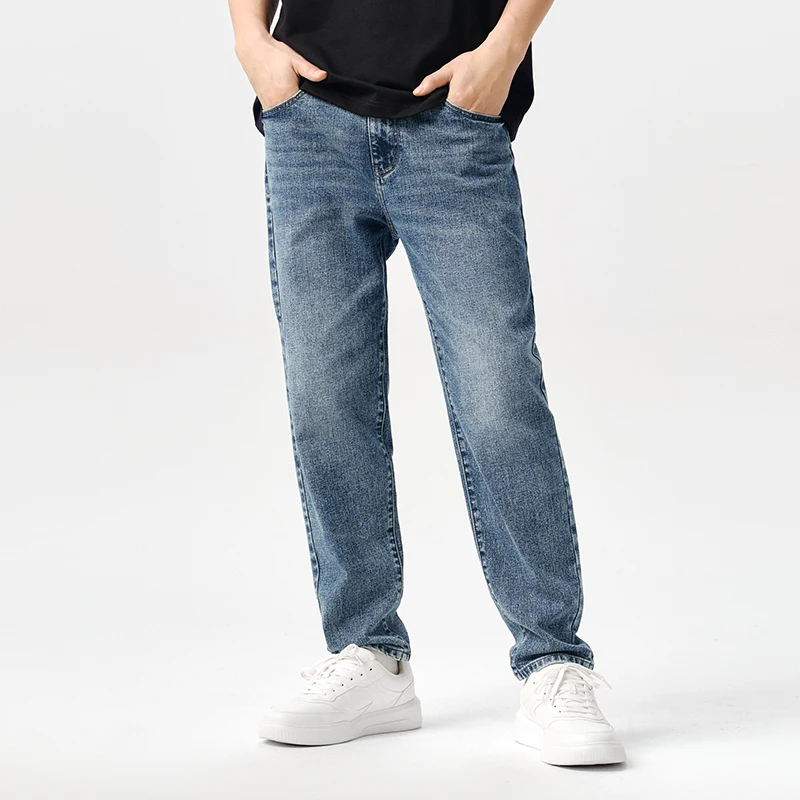 Semir Denim | Semir Jeans Men Distressed Vintage Washed Tapered Trousers Fashionable Commuting Long Trousers Versatile in Spring