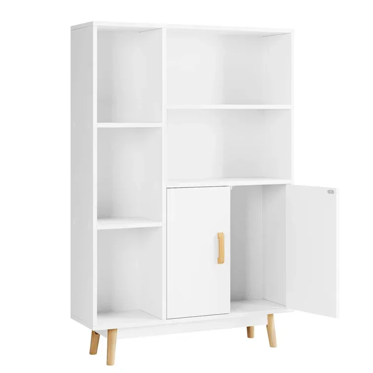 

z Standing Pantry Cabinet with 2 Door and 5 Shelves, Home Office Furniture Bookcase, Side Cabinet Wood Cube Organizer