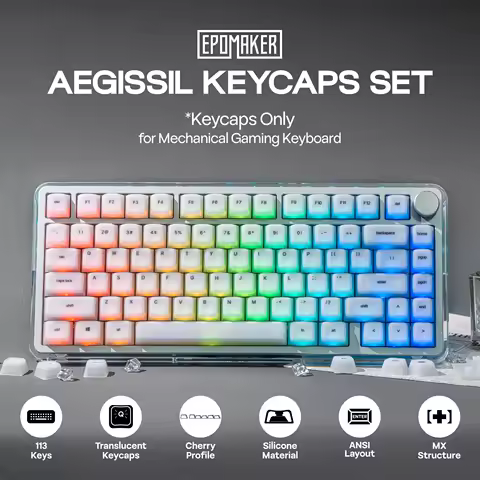 EPOMAKER AegisSil Keycap Set, Silicone Material, Cherry Profile, 113 Keys, 65%/75%/96%/Full Size, Custom Keyboard Keycaps Set
