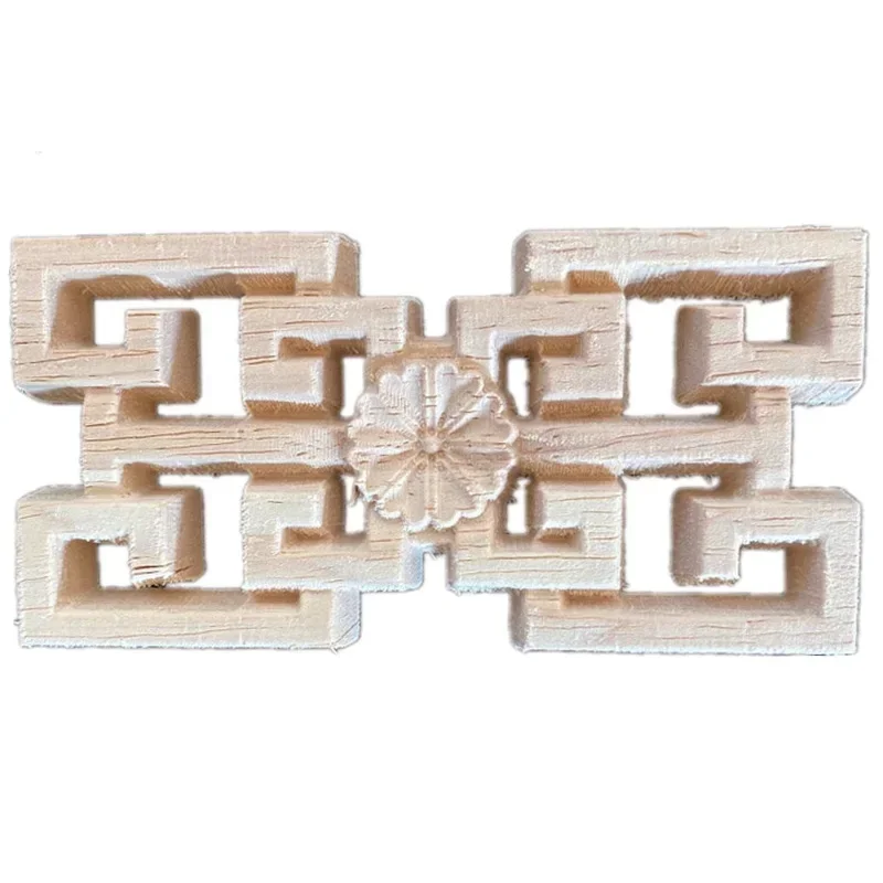 2PCS 10cm Carving Natural Wood Decal Strip Furniture Unpainted Wooden Mouldings Vintage Home Decor 3D Hollow European Appliques
