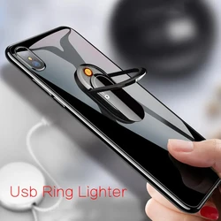 New Multifunctional Electric USB Rechargeable Lighter Mobile Phone Bracket Charging Portable Coil Tungsten Lighter Men's Gifts