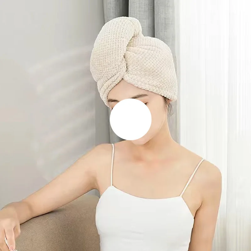 Women'S Quick-Dry Microfiber Headscarves - Hair dry hair cap absorbent hair towel wrap for button-down Thickened Soft Headscarf