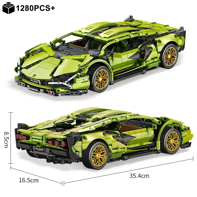 Bloques de construcción técnicos Bugattied Lamborghinis Hypercar, modelo de coche de carreras, vehículo de montar, ladrillos, juguetes para niños, regalos, 2024