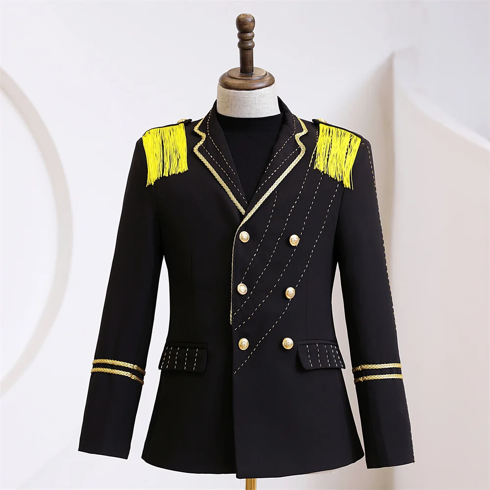 mens tassel shoulder decoration vintage uniform tuxedo jacket/party/stage performance