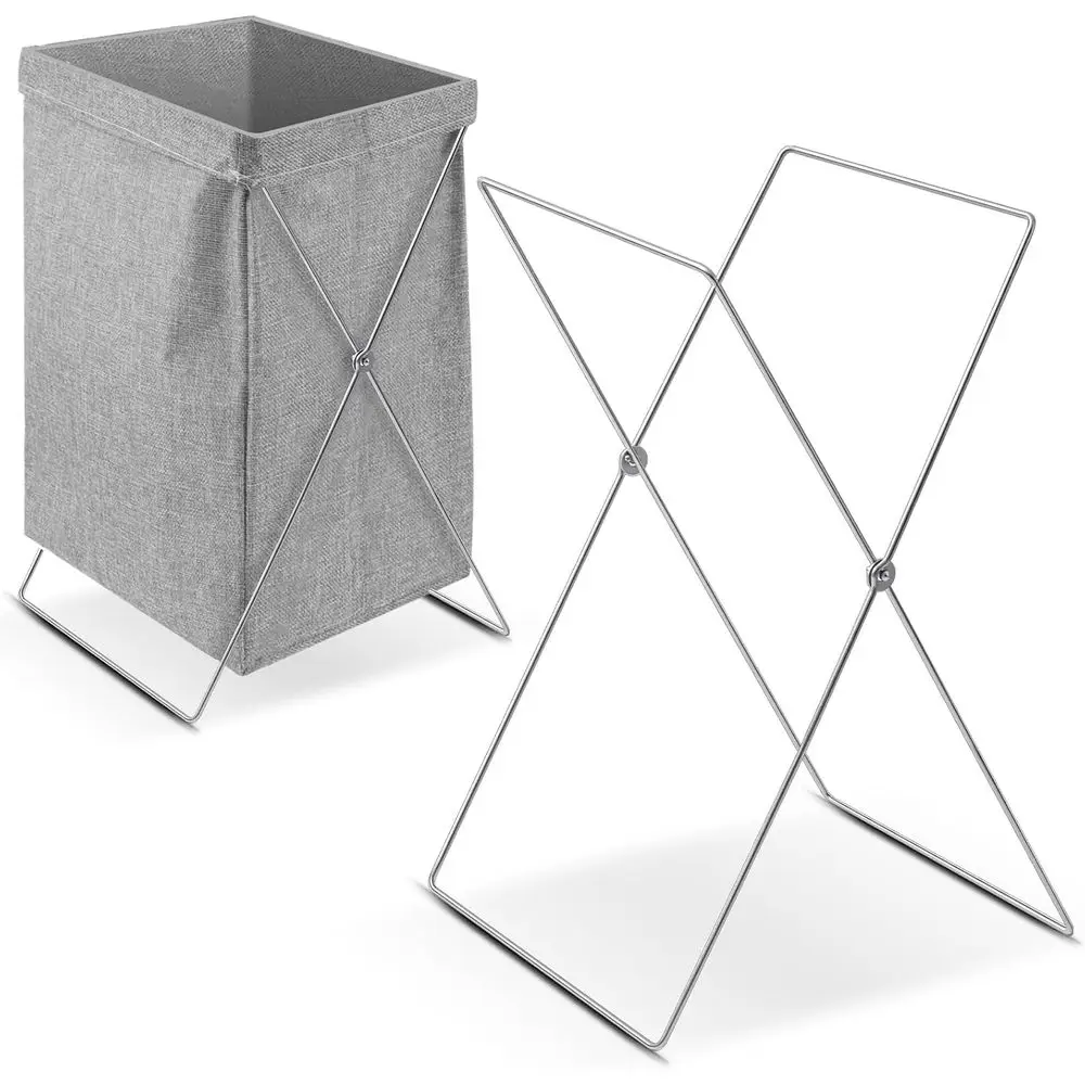 

Portable 30 Gallon Laundry Hamper Stand - Stainless Steel, Foldable for RVs, Camping, and Gardening