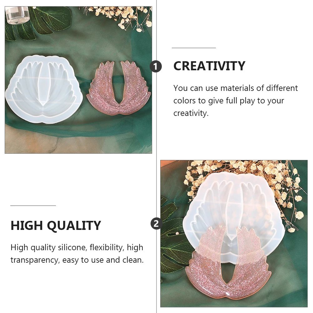 

1pc Diy Silicone Mold For Wings Pendant Easy Clean High Transparency Craft Resin Home Decorative Accessories Angel Wings