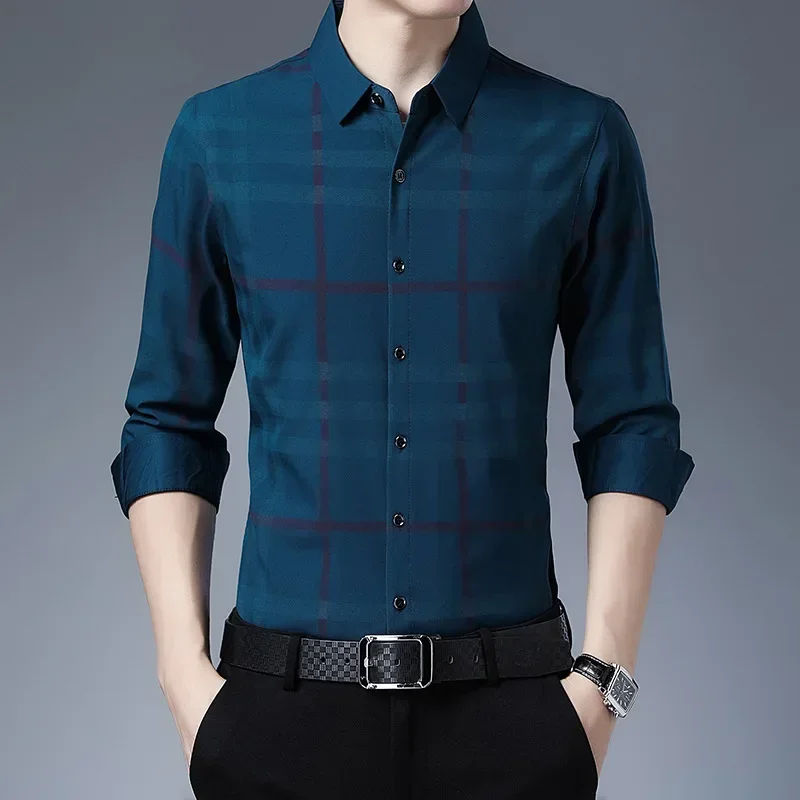 

Весенне-осенний мужской однобортный кардиган с воротником-поло в полоску контрастного цвета, рубашка-кардиган с длинными рукавами, модные повседневные формальные топы