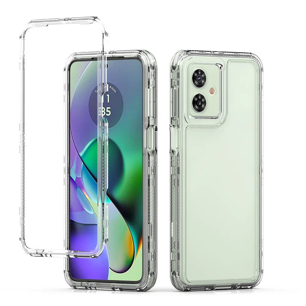

3 in1 Rugged Armor Shockproof Case For Moto S50 Neo /E13/E20/E30/E40/E15 Plastic Frame TPU Transparent Acrylic Back Cover