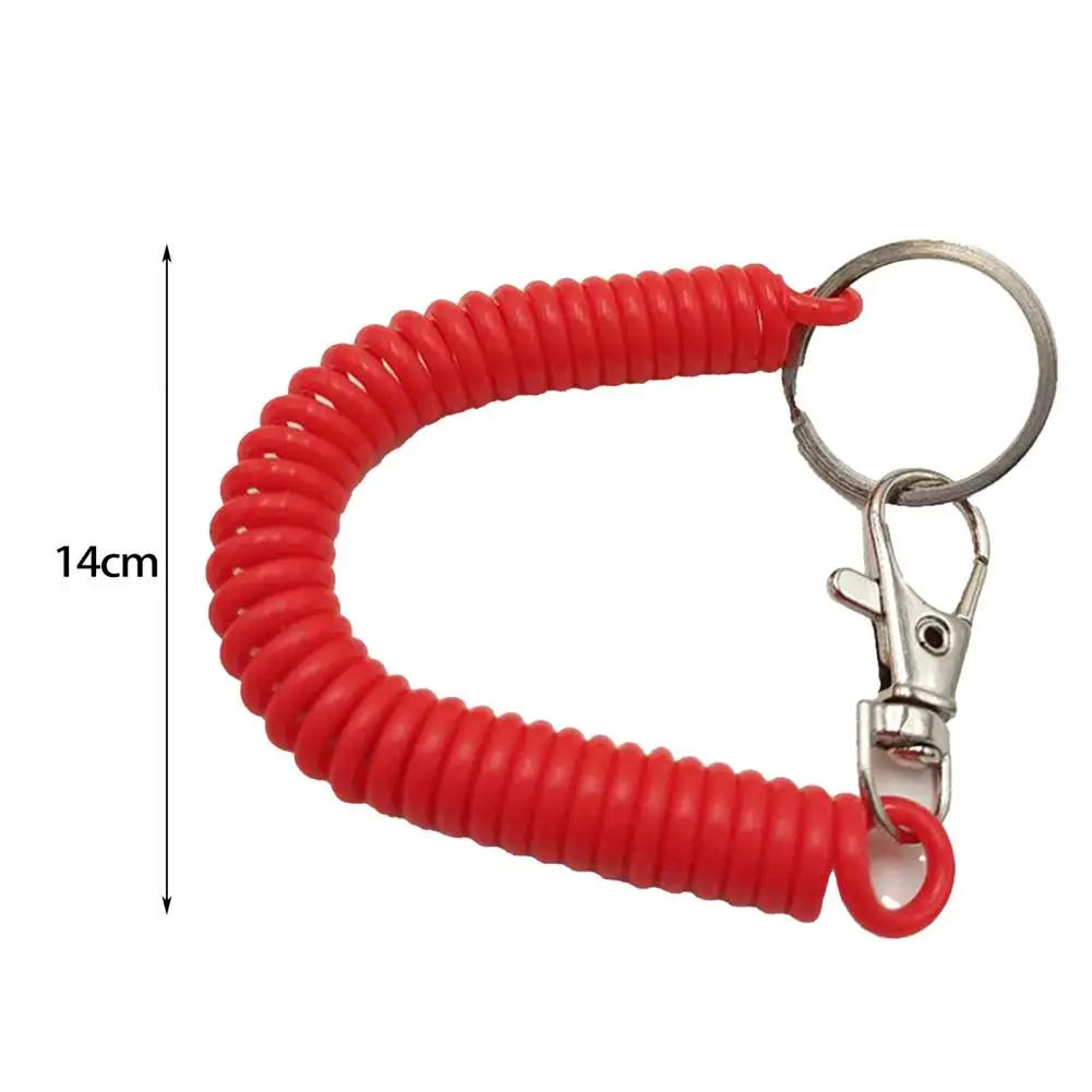 Anti-loss Keychain Spring Spiral Rope Key Chain Retractable Anti-Lost Phone Cord with Metal Carabiner Holder Straps Keyring