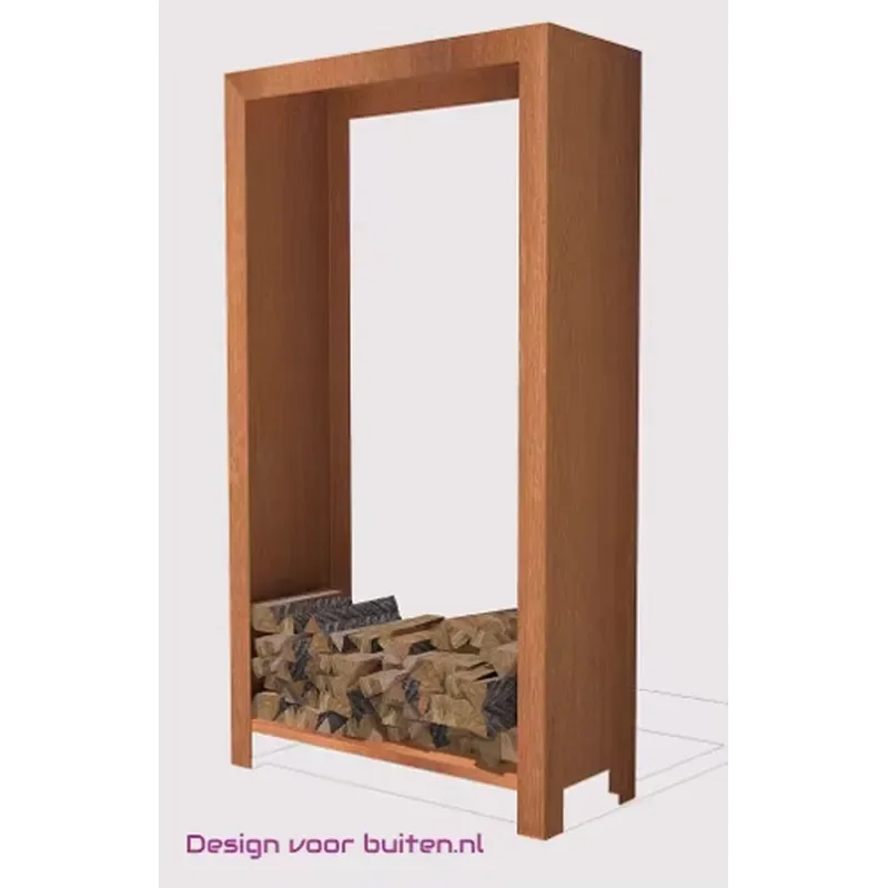 Black Decorative Metal Outdoor Indoor Log Bin Storage for Fireplace Firepit and Wood Stove Firewood Cut Wood Rack Holder