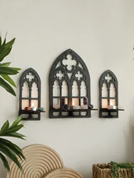 1/3Pc Gothic Wooden Hollow Wall Decoration Wall Decor Vintage Cathedral Arch Frame Goth Room Decor Rustic Spooky Decorative Gift