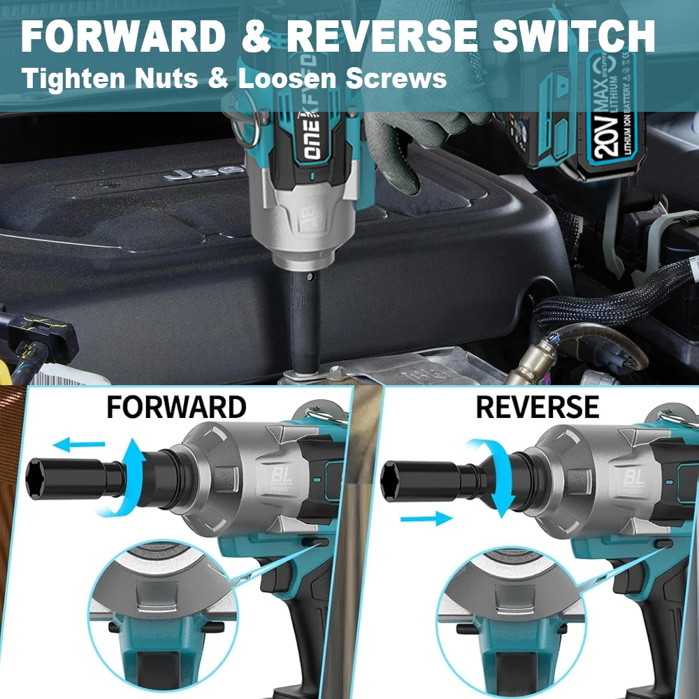 ONEKFYFD 2100N.M High Torque Brushless Electric Impact Wrench Rechargeable 3/4\