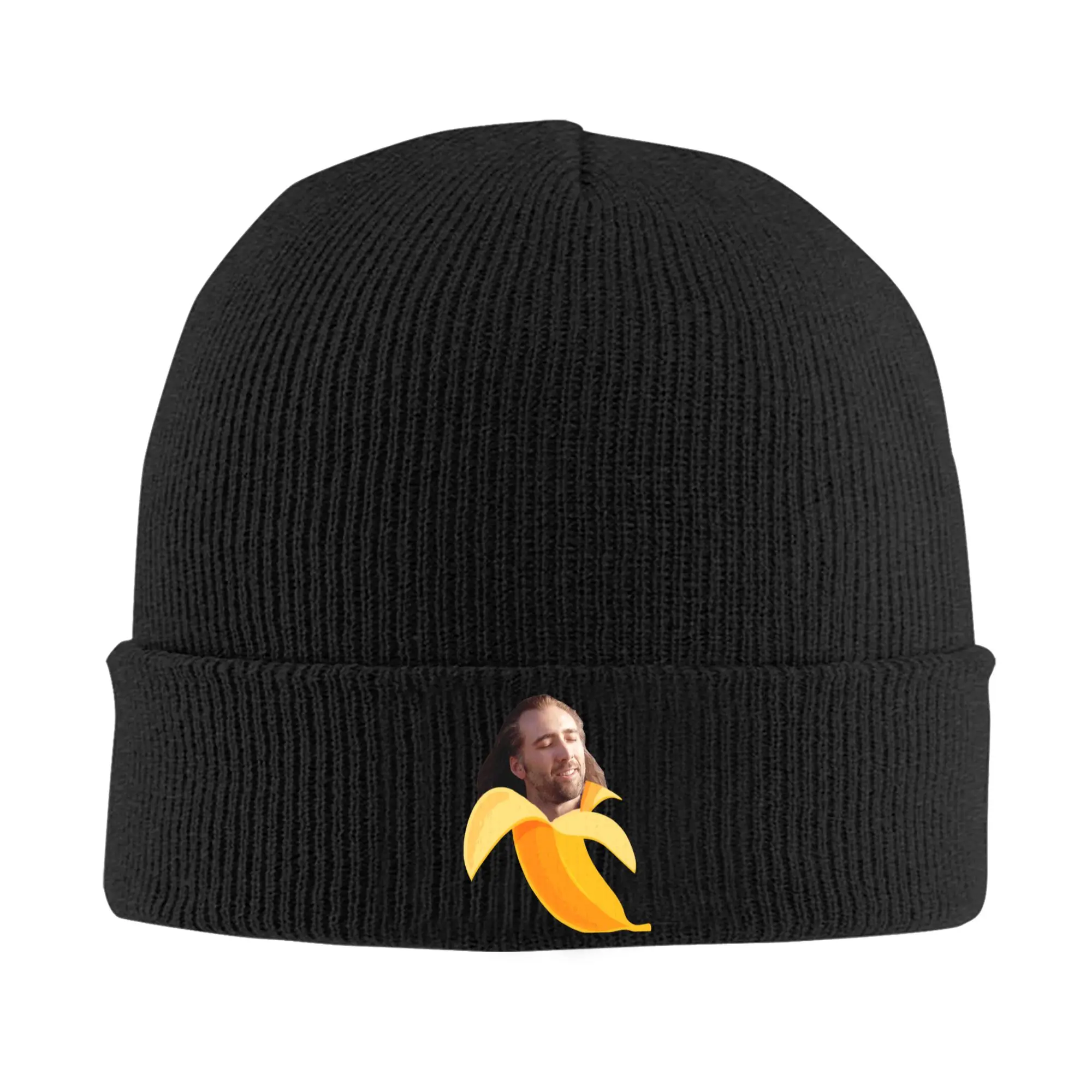 Nicolas Cage in a Banana Hat Autumn Winter Beanies Ski Actor  Cap Unisex Acrylic Knitted Caps