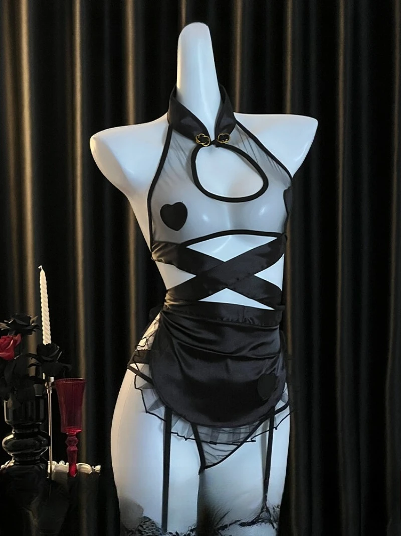 

Sexy Lace Cheongsam Maid Costume,Seductive Love Role Play Uniform,2026 New Couple Fun Outfit for Romantic Evenings