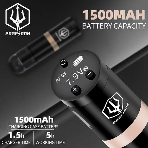 Imagen 2 del producto POSEIDON-Juego de pluma de tatuaje, Kit de máquina de tatuaje inalámbrica rotativa, Motor Sin Núcleo, máquinas de tatuaje de alta calidad para tatuador