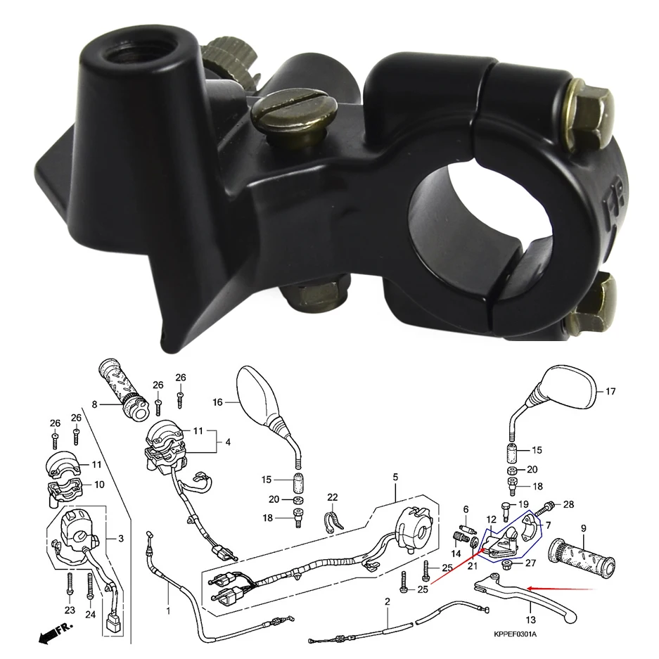 

For Honda CBR 125 53172KPP860 53172-KPP-860 Clutch Lever Perch Bracket Mirror Holder for Honda CBR125R JC34 JC39 JC50 2004-2016