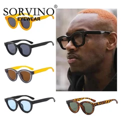 SORVINO 2025 New Round Sunglasses Men Women Vintage Leopard Yellow Grey Oval Frame Sun Glasses Goggles UV400 Shades Eyeglasses