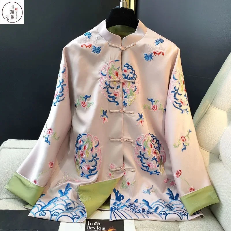 

Pink Chinese Style Blouse Women The Autumn 2023 A New Improved Chinese Style Retro Button Cheongsam Coat For Women Top M517