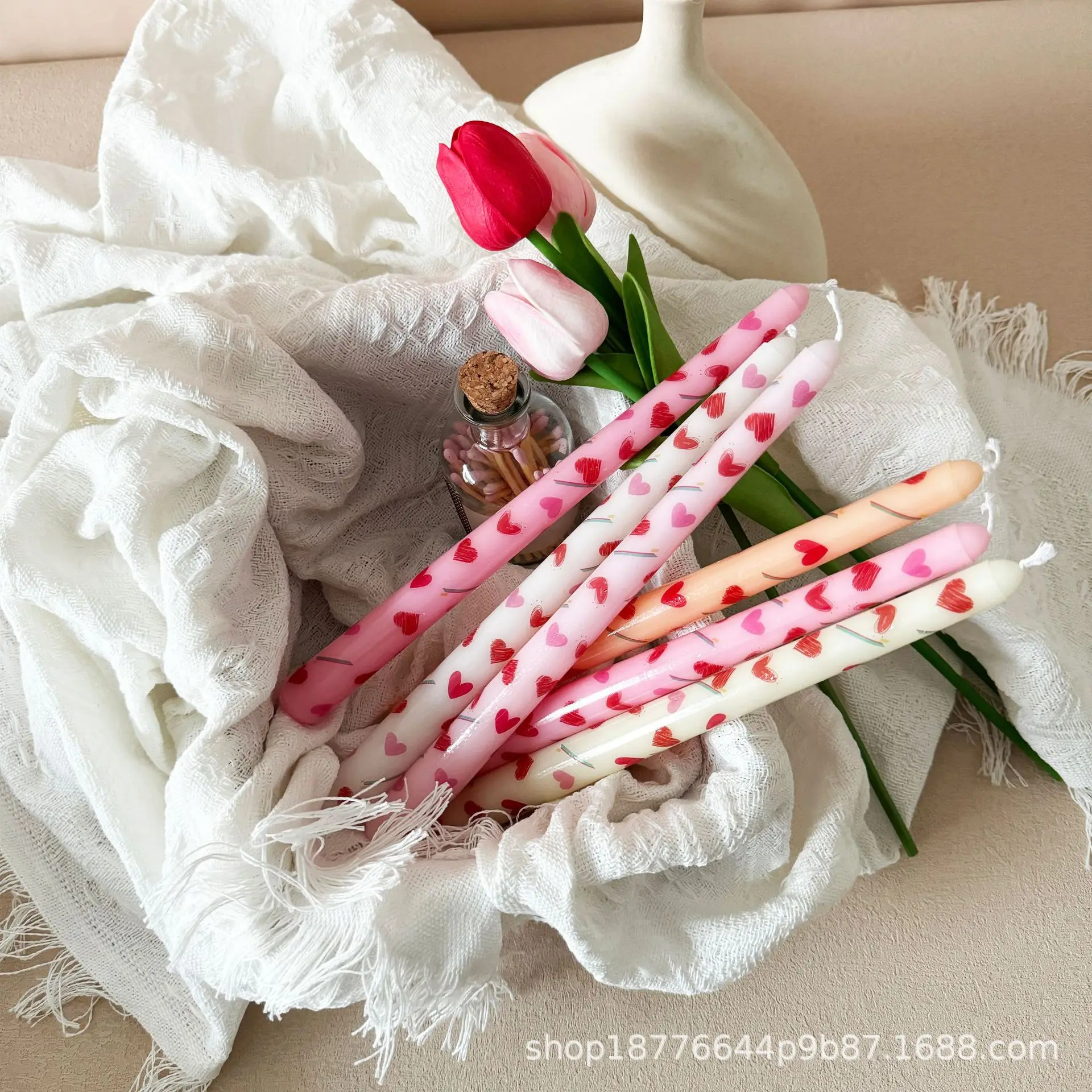 Fotografia 3: Velas em forma de coração com haste longa, decorações sem fumaça e sem odor para casamentos românticos e jantares à luz de velas.