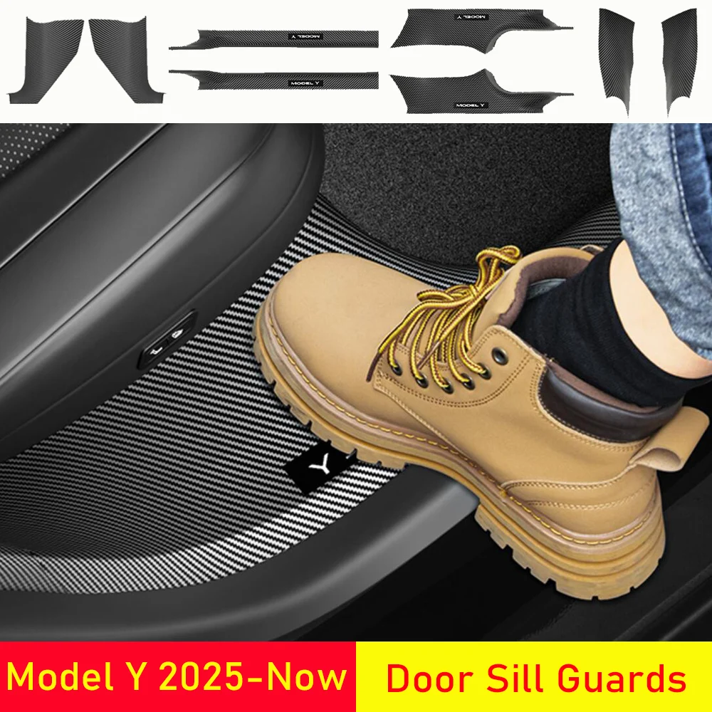 

For New Tesla Model Y Juniper 2025 2026 Front And Rear Door ABS Anti Scratch Dirt Resistant Threshold Strip Interior Accessories