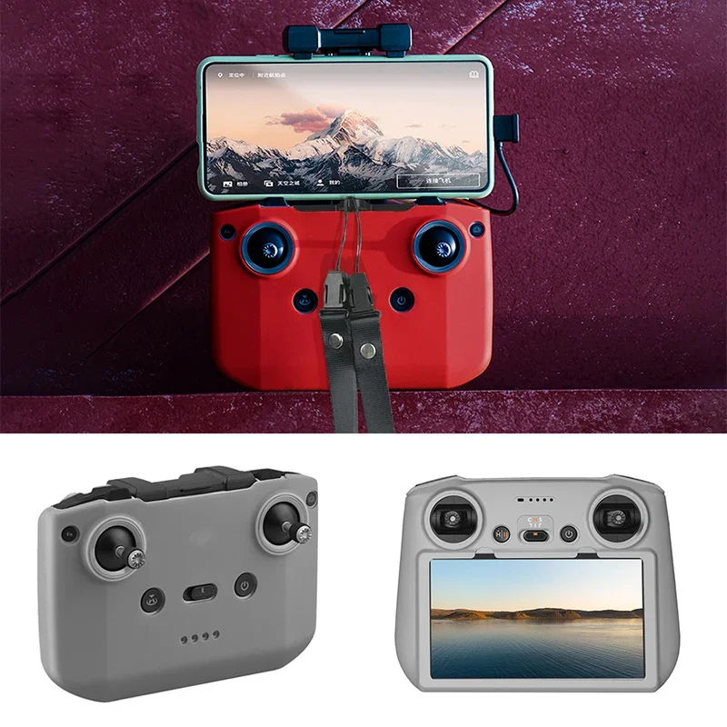 غلاف حماية من السيليكون لـ DJI Mavic Mini 2/MINI 3 PRO/3/Air 2/2S وحدة تحكم عن بعد شريط معلق حول الرقبة ملحقات غطاء مقاوم للغبار