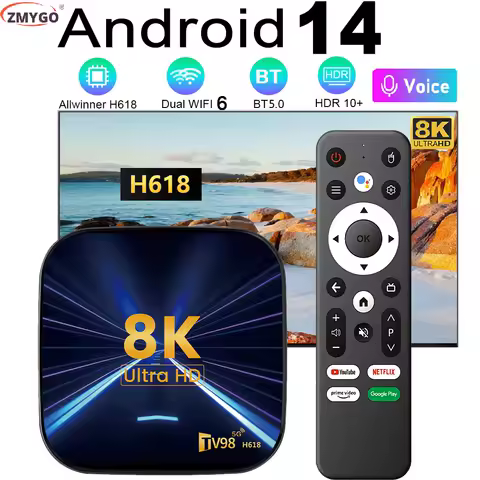 Android TV Box 2025 New Version Android 14 H618 8K 4K HDR10+ 32GB 64GB Dual WiFi6 BT 5 Voice Remote Set Top Box Smart TV Box
