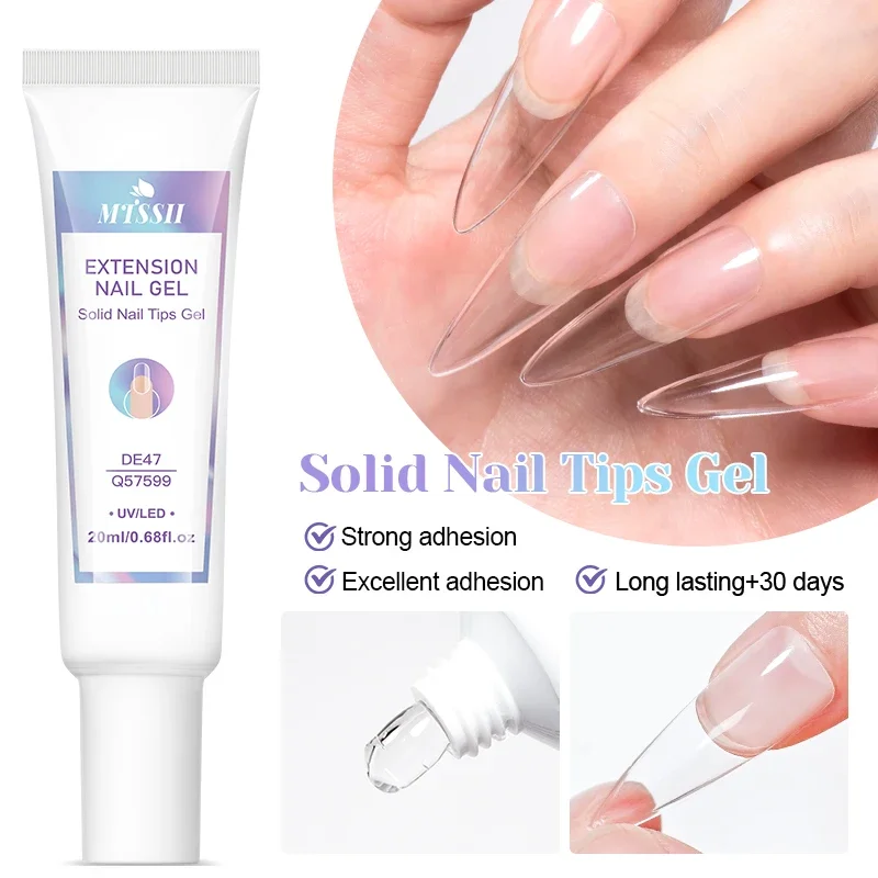 20ml/0.68fl.oz Soild Nail Tips Gel For False Tips Extend Press On Nail Long Lasting Soak Off UV Gel Nail Polish Nail Extension