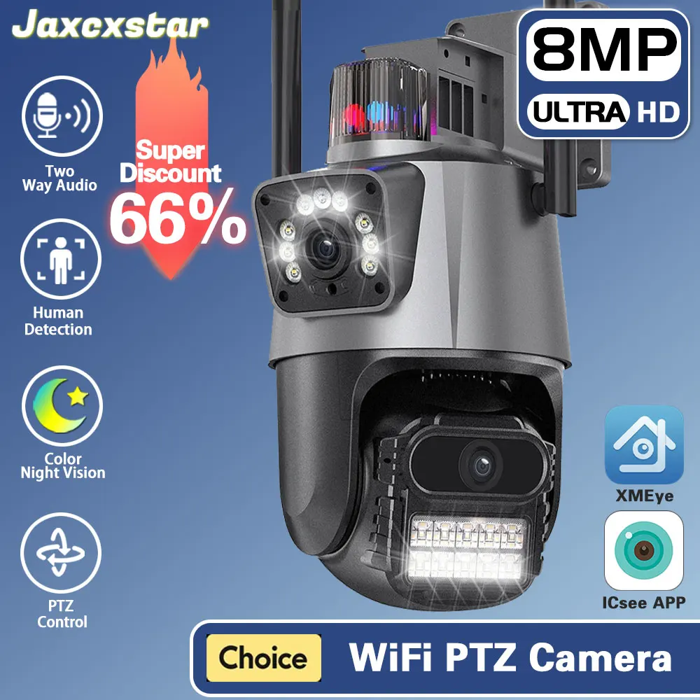 

8MP PTZ WiFi Camera Dual Lens Auto Tracking Ai Human Detection CCTV Video Outdoor Surveillance Camera Security IP Cameras ICSee