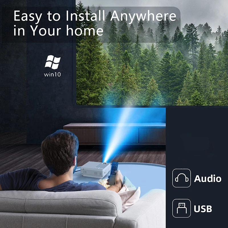 Native 1080P Projector with WiFi, 4K Support Home Projector, Portable Outdoor Projector,Movie Projector Compatible with TV Stick