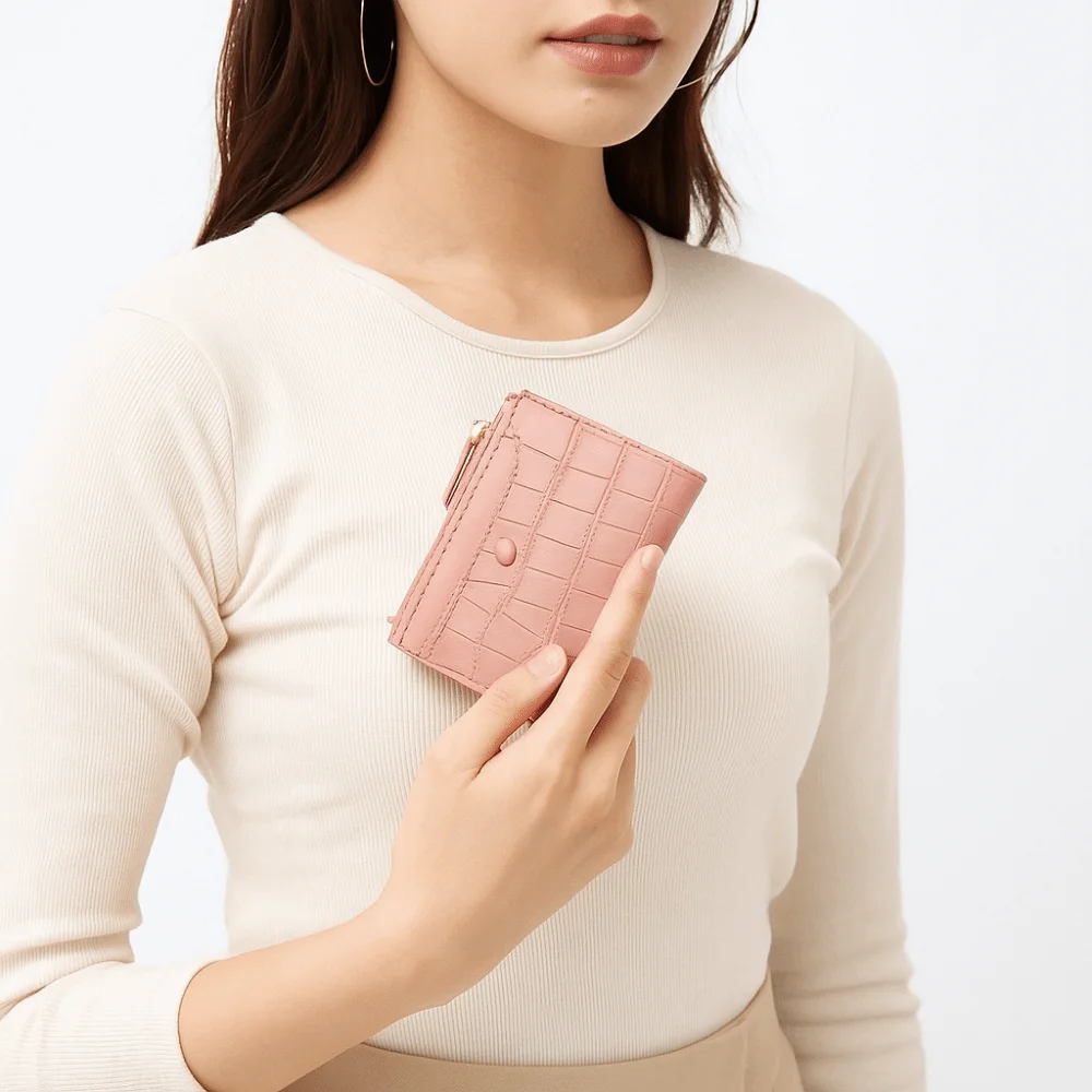 

Multi Card Slot Crocodile Pattern Wallet Short Waterproof PU Leather Coin Purse Solid Color Large Capacity Multiple Card Holder