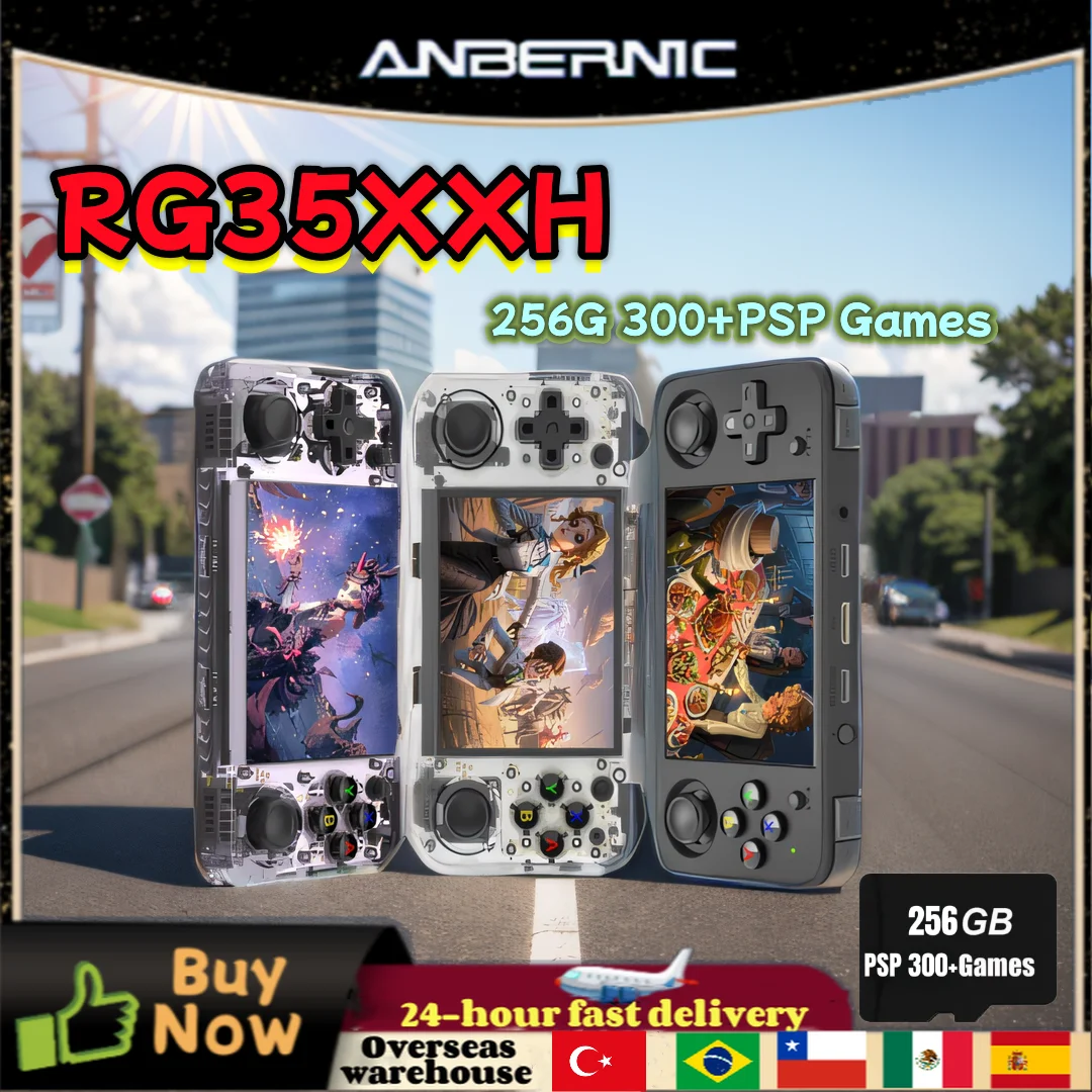 ANBERNIC RG35XX H Retro Handheld Game Console  RG35XXH 3.5Inch IPS Screen Linux System Video Game Console Preinstalled PSP Game