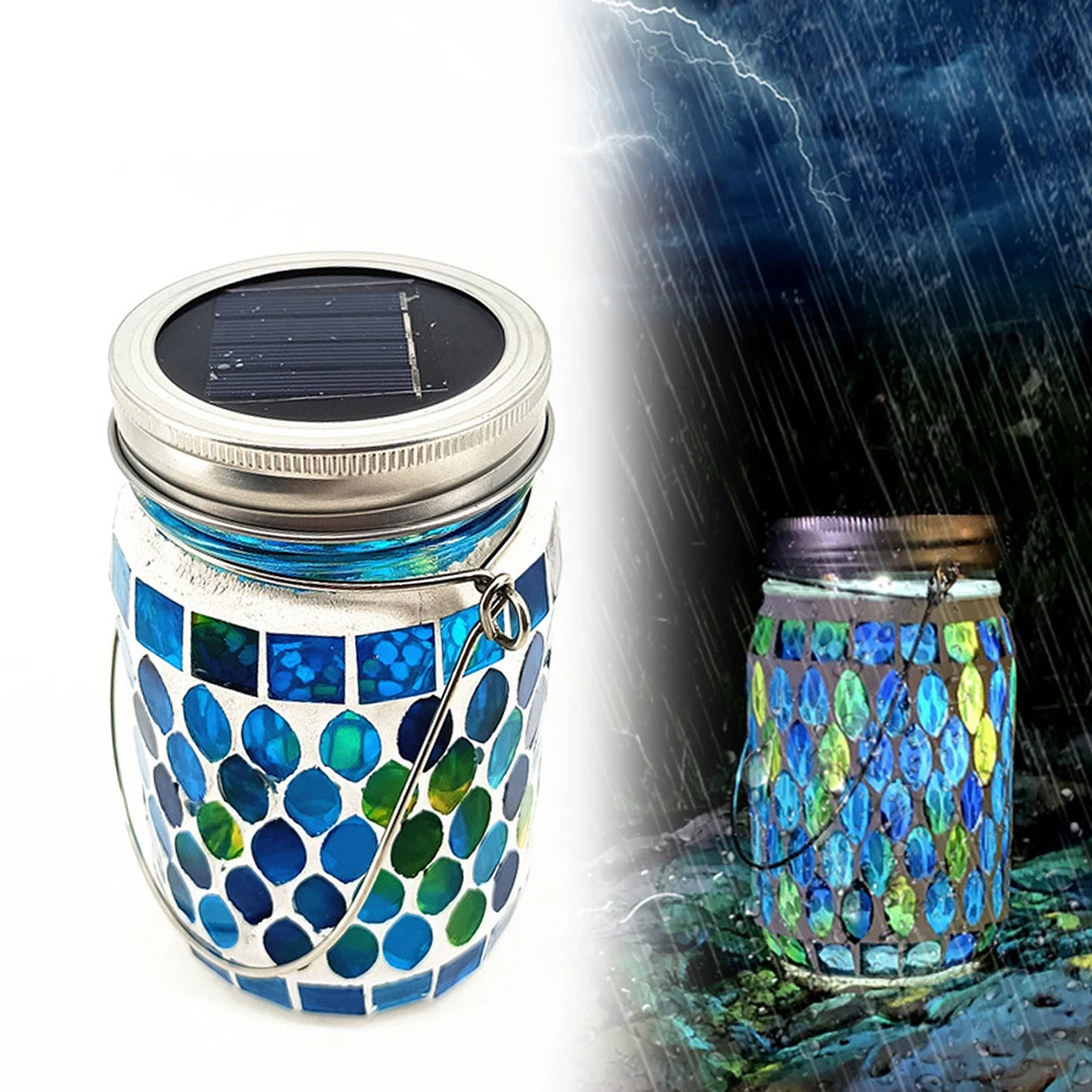 LED Mosaic Solar Lantern Waterproof Mosaic Solar Light Outdoor Solar Hanging Lantern for Garden Party Camping Terrace Yard Decor