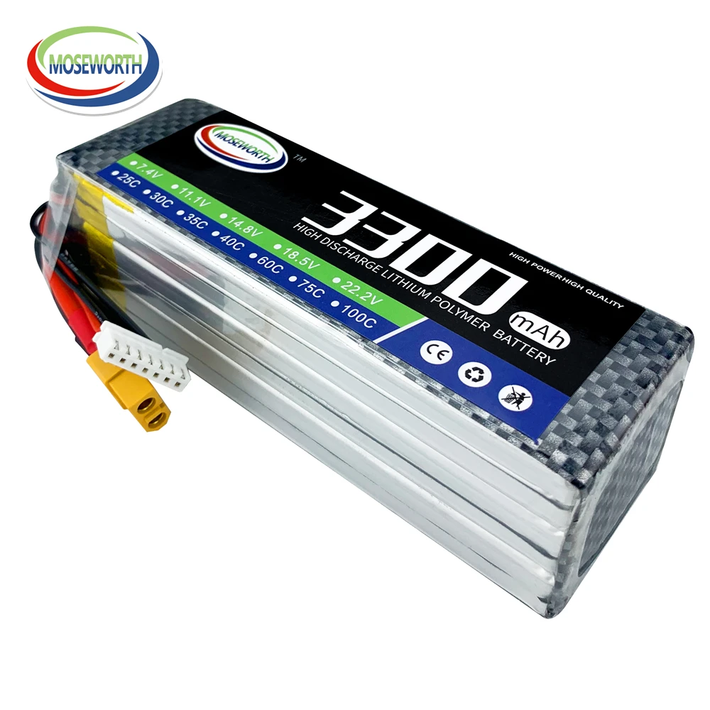 7.4v 11.1V 14.8v 18.5v 22.2v 3300mAh 30C 40C 60C batteria Lipo per giocattoli telecomandati RC elicottero Quadcopter Drone aereo