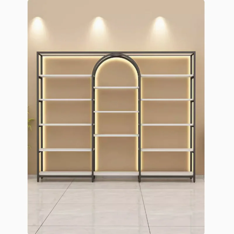 custom.Beauty Salon Display Cabinet With Light Skin Care Cosmetics Shelf Nail Product Display Cabinet Multi-layer Storage Displa