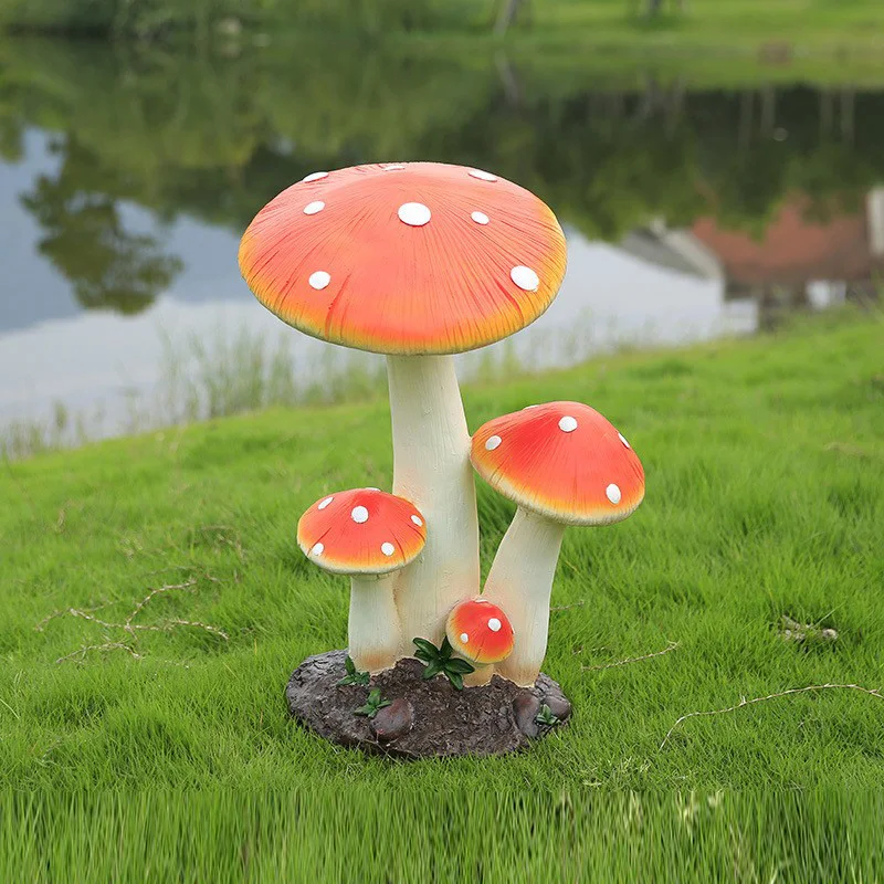 Custom Outdoor Statie Garden Large Resin Mushroom Statue for Sale Mushroom Life Size Resin Statue